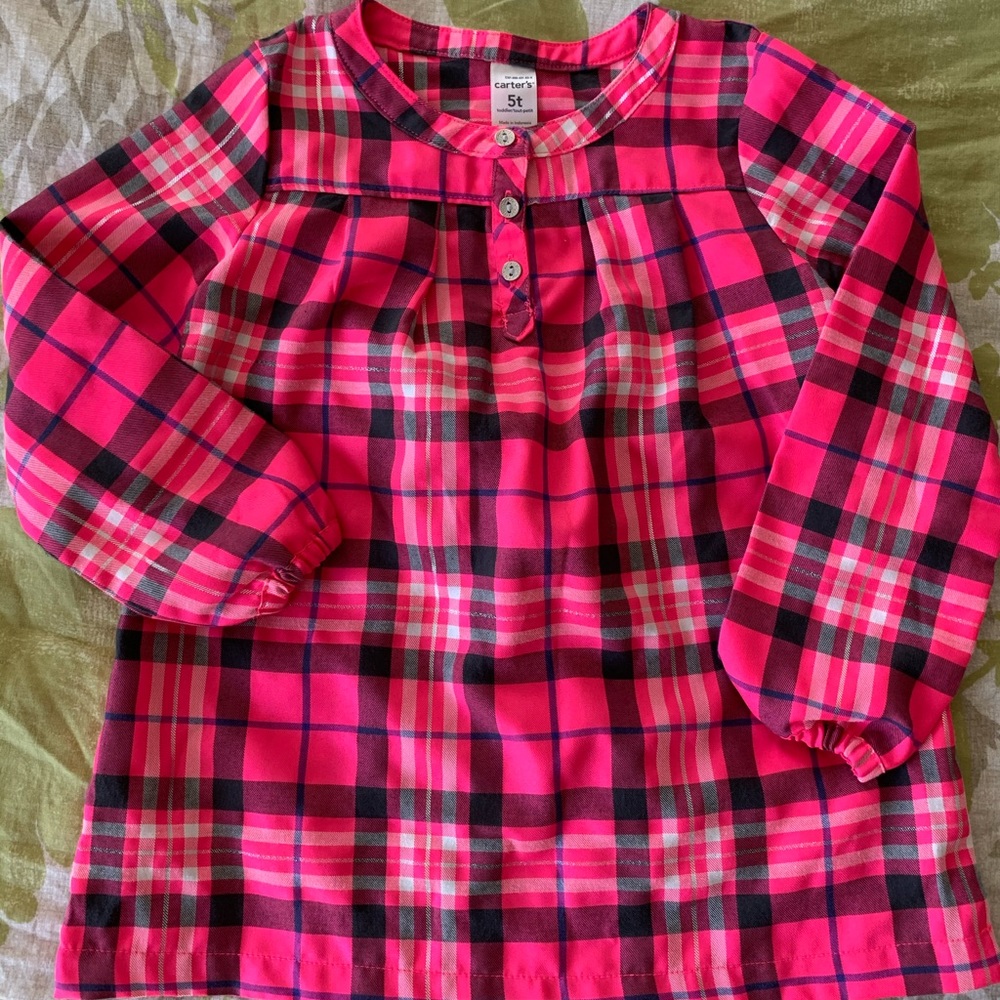 🔥Girls plaid pink top size 5y